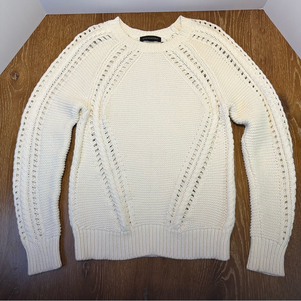 Banana Republic‎ Women’s Cable Pointelle Sweater White